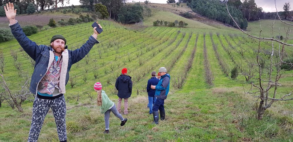 Simon's undulating orchard on the side of several hills had Ant jumping for joy