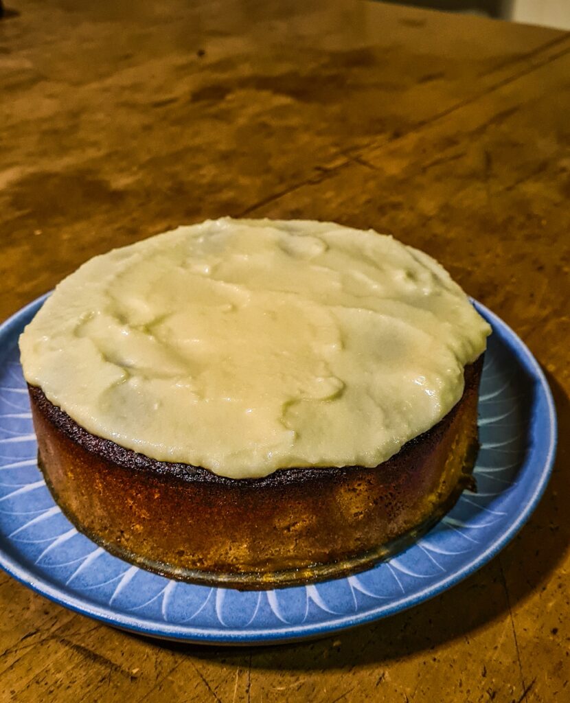 Pear and walnut cake (using home-grown pears, of course)