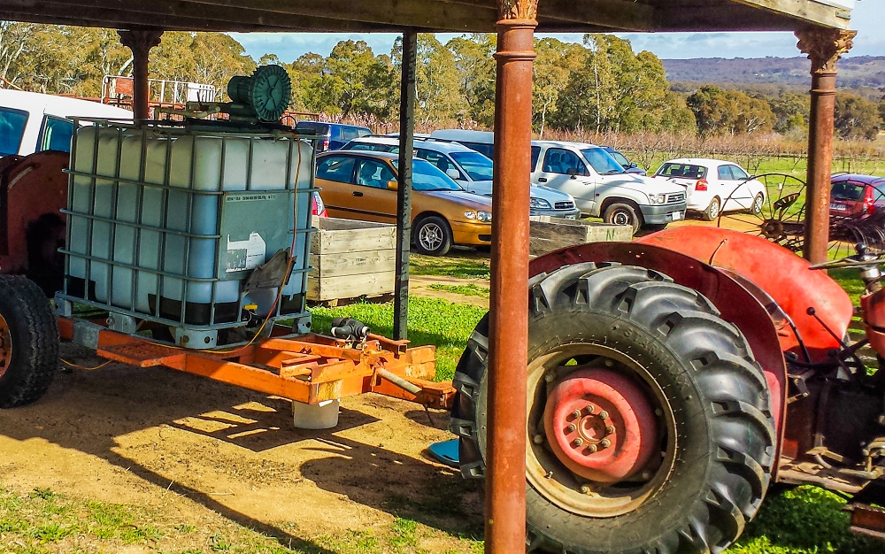 Our 1,000 L compost tea brewer set up for demonstration at a workshop