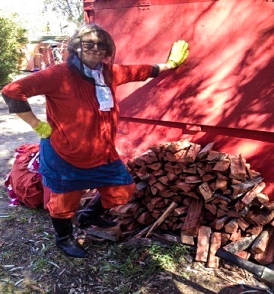 The pile of wood used to power the still