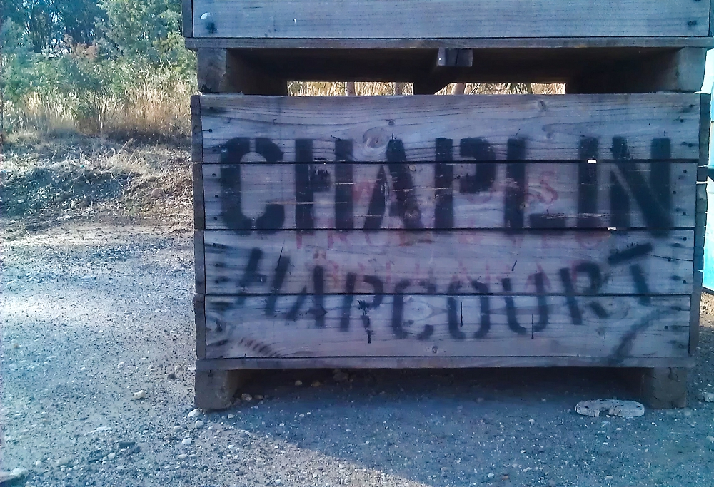 Chaplin Orchards branded fruit bins